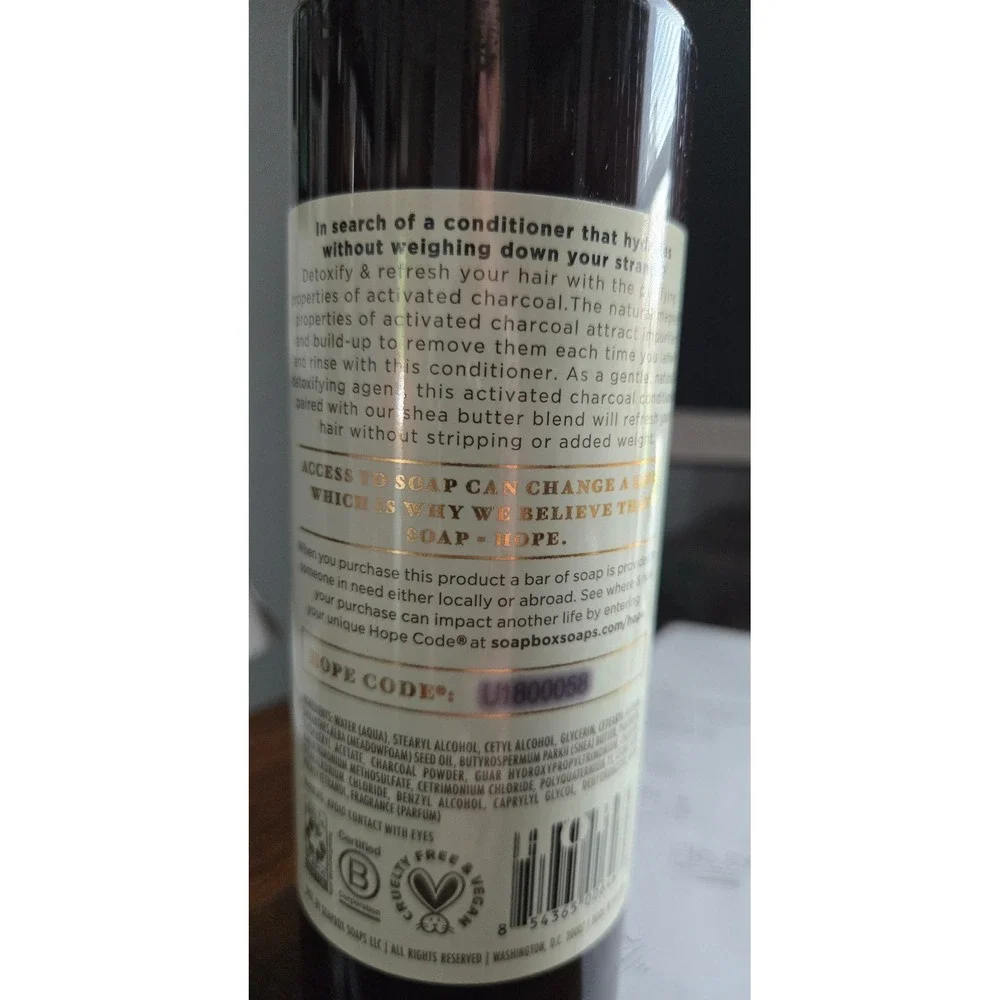 Soapbox Activated Charcoal Conditioner Detoxify & Refresh Shea Butter 16oz NEW